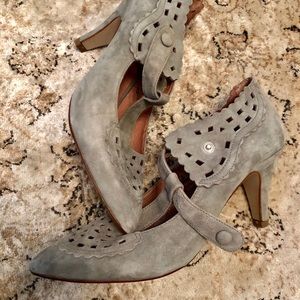 Anthropologie Lucky Penny Needlelace Suede Shoes